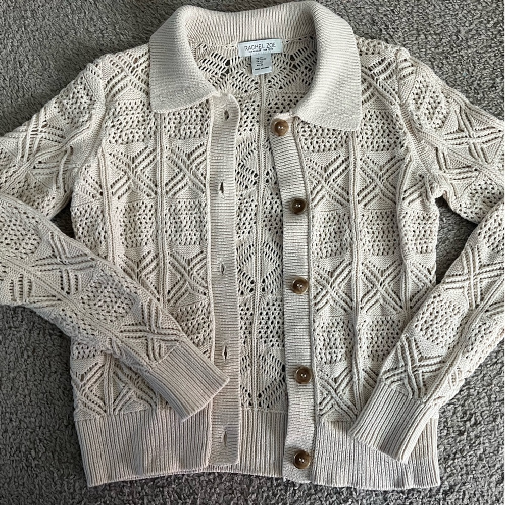 Rachel Zoe Beige Button-Up Cardigan - Size XS
